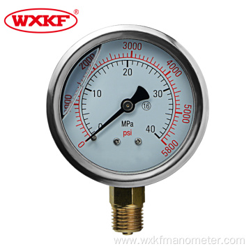 shell brass bottom connection glycerin filled pressure gauge